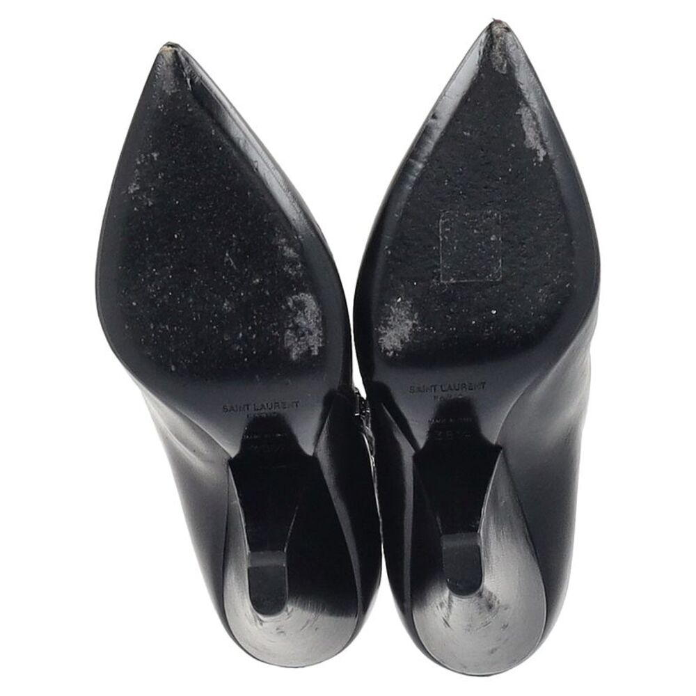Saint Laurent Pyramid-Heeled Ankle Boots in Black Leather - Picture 6 of 8